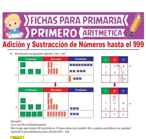 Adición Y Sustracción De Números Hasta El 999 Primer Grado De Primaria