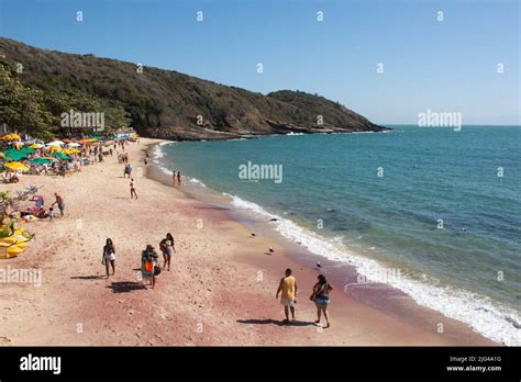 Beautiful Beach Of Jao Fernandez In Buzios Brazil On A Sunny Day Surrounded By Hills Blue