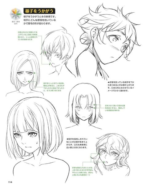 An Anime Characters Face And Head With Different Hair Styles From The
