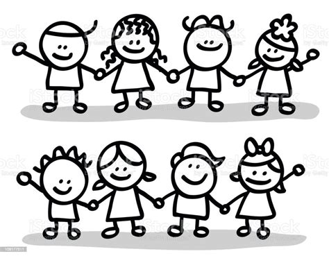 Lineart Children Group Stock Illustration Download Image Now Istock
