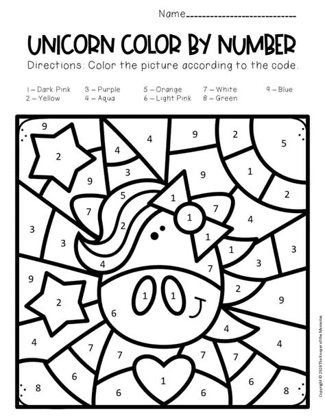 Printable Color By Number Unicorn Coloring Pages Unic