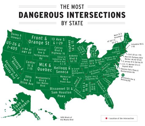 The Most Dangerous Intersections By Us State Vivid Maps