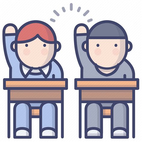 Class Hand Raise Students Icon Download On Iconfinder