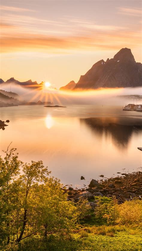 Paisaje En Noruega Atardecer En Las Montañas Fondo De Pantalla 4k Ultra