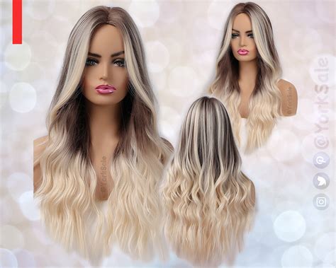 Face Balayage Long Brown To Blonde Synthetic Wig Natural Looking Hair