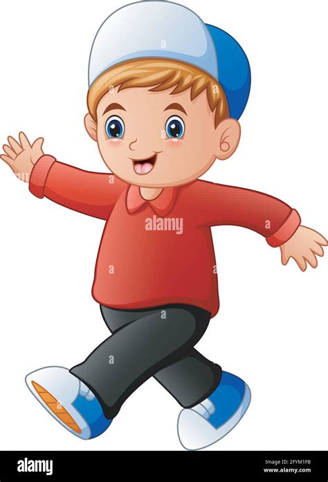 Cartoon Happy Boy Walking Illustration Stock Vector Image And Art Alamy