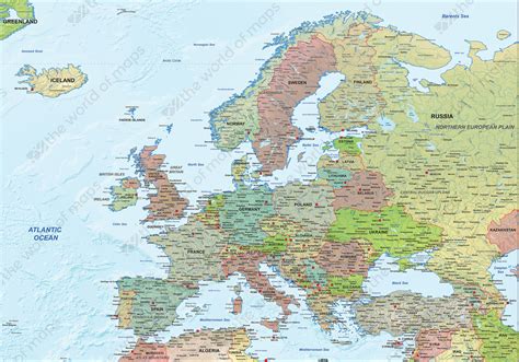 Vector Map Of Europe With Relief Political 1293 The World Of