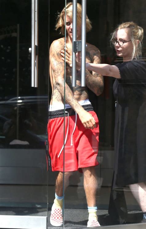 justin bieber out shirtless in new york city celeb donut