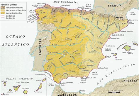 Mapa Rios España En Color Mapa Fisico De España Mapa De España Mapas
