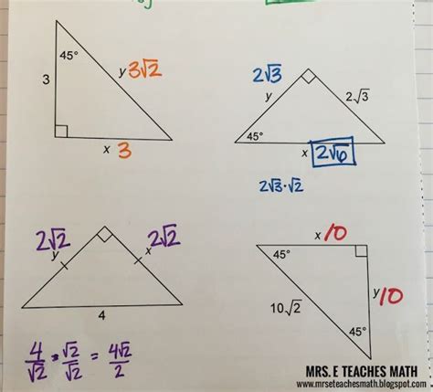 Right Triangles Interactive Notebook Pages Triangle Worksheet Right