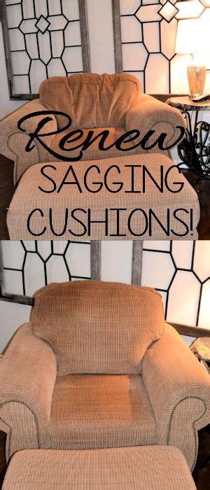 A Chair And Ottoman In Front Of A Wall With The Words Rereasing Sagging Cushions