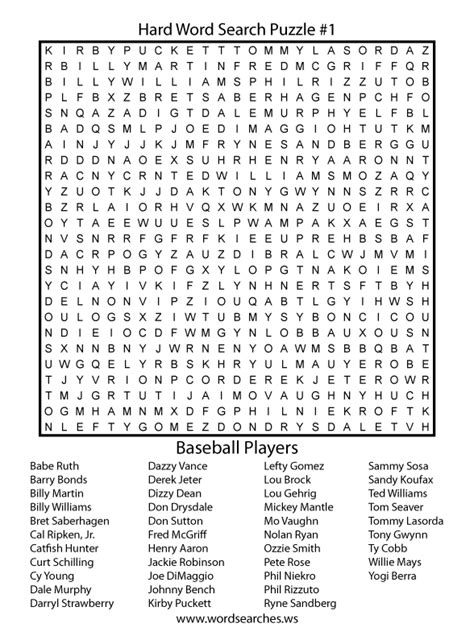 Hard Word Searches Hard Word Search Puzzle One