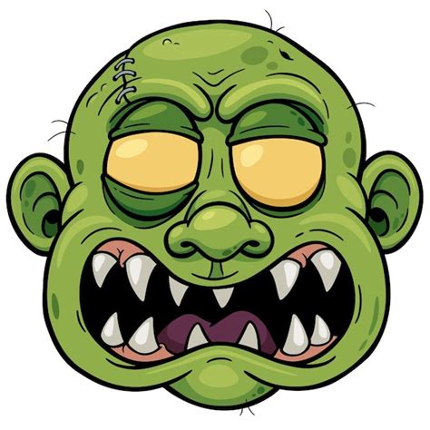 Scary Face Vector Sticker Clipart Cartoon Zombie Head With Blue Eyes The Best Porn Website