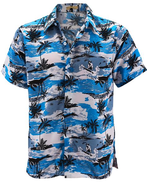 Men S Hawaiian Tropical Luau Aloha Beach Party Button Up Casual Dress