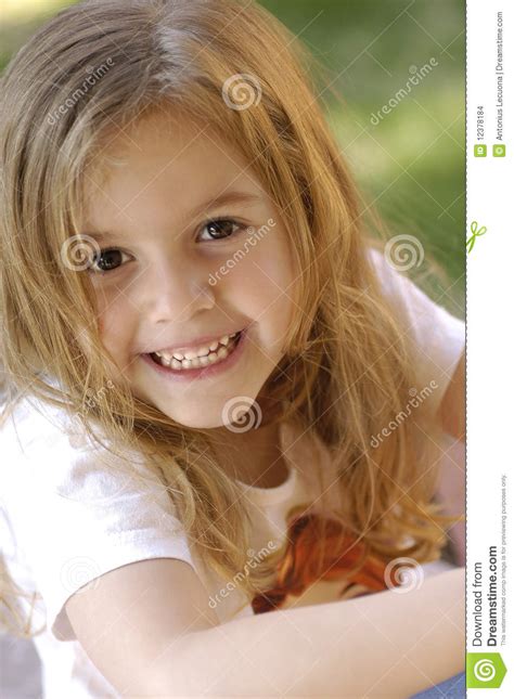 Portrait Of A Happy Little Girl Stock Photo Image Of