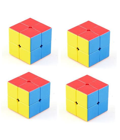 Stickerless 2x2 Cube Puzzle Combo Toy Pack Of 4 High Speed Stickerless