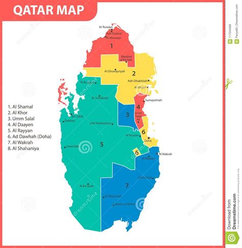 O Mapa Detalhado De Catar Com Regiões Ou Estados E Cidades Capital
