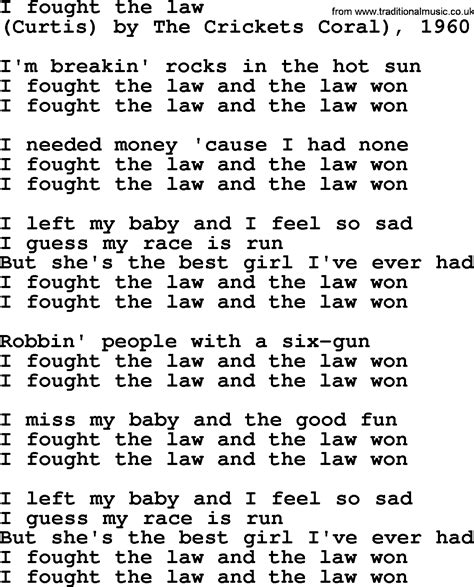 Bruce Springsteen Song I Fought The Law Lyrics