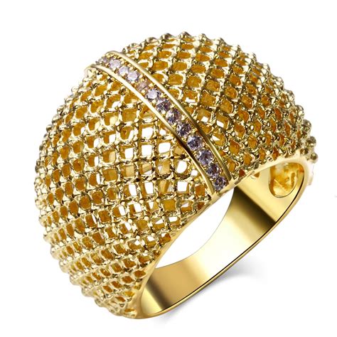 New Fashion Women Rings Gold Rhodium Plated With White Cz Ring