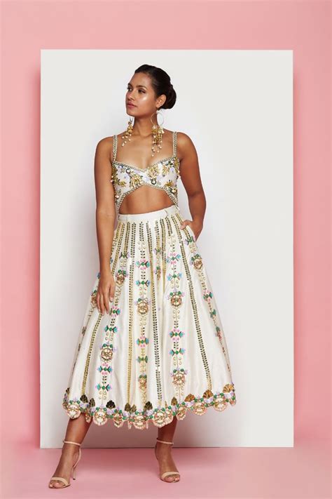 Bridaltrunk Online Indian Multi Designer Fashion Shopping Pieris Ivory Short Lehenga Set