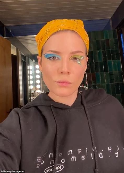 Halsey Rocks A Blue Wig And Mismatched Eye Shadow As She Shows Off Her