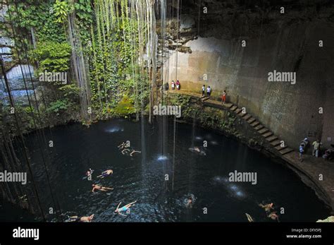 Ik Kil Or Blue Cenote Near The Mayan Ruins Of Chichen Itza Mayan