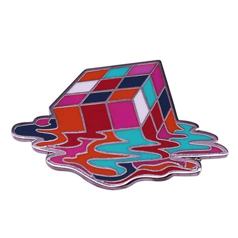Qoo10 Melting Rubiks Cube Badge Fun Emo Art Addition Jewelry