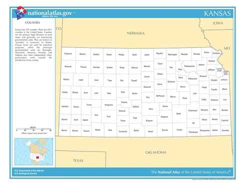 Kansas State Counties Laminated Wall Map Us