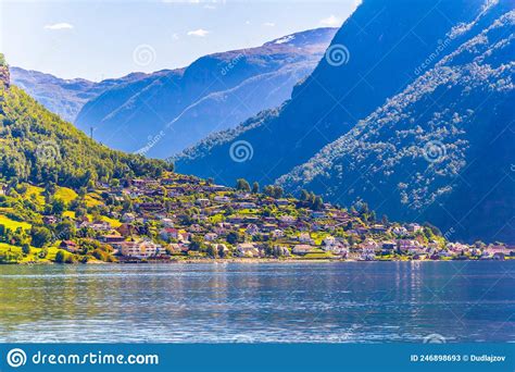 View Of A Village On Edge Of The Aurlandsfjord Unesco Enlisted