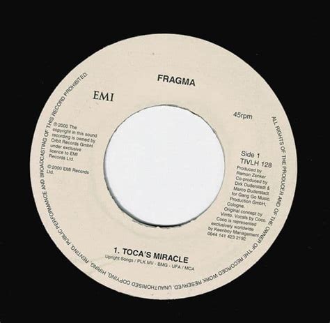 Fragma Toca S Miracle Vinyl Record 7 Inch Emi 2000