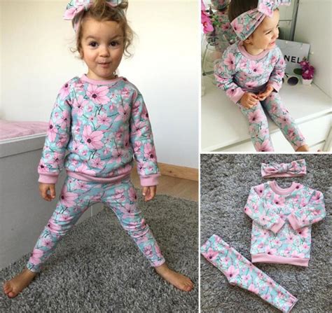 Toddlers Girls Clothes 3 Piece Suits Top Long Sleeve Sweatshirtpants