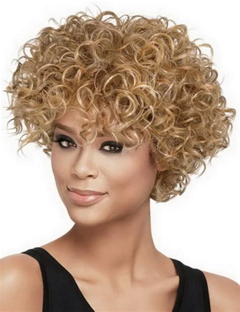 Fashion Sexy Heat Resistant Synthetic Blonde Afro Hair African American