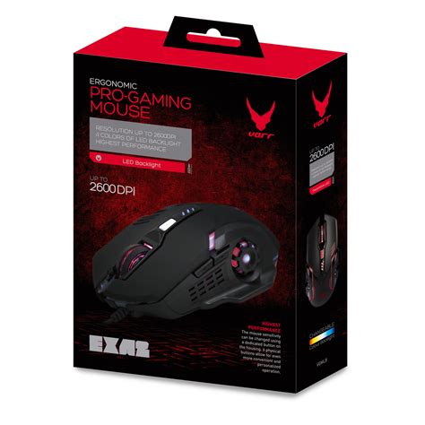 Varr Gaming Mouse Exa2 6d Led 800 1200 1600 2600 Dpi Black 45188