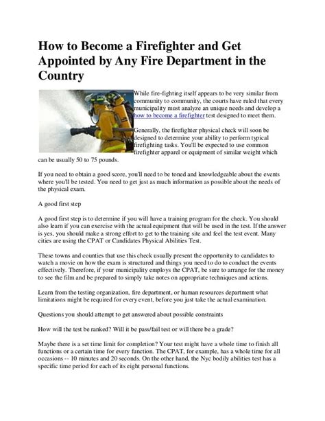How To Become A Firefighter And Get Appointed By Any Fire Department