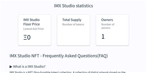 Imx Studio Nft Floor Price And Value