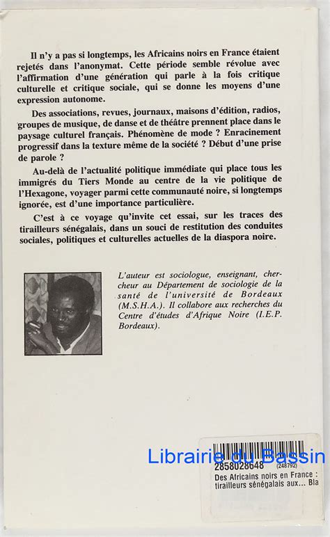 Des Tirailleurs Sénégalais Aux Blacks Les Africains Noirs En France Mar Fall Ebay