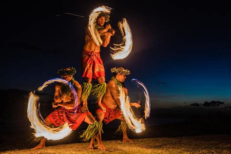 Hawaiian Fire Dancers In The Ocean Photograph By Deborah Kolb Fine