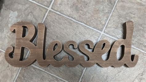 Dark Wood Blessed Sign Standing Or Hanging