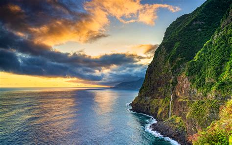 Download Wallpapers Madeira 4k Sunset Coast Mountains Beautiful