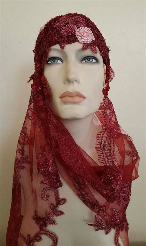 Vintage Inspired Merlot Burgundy Gatsby Rose Waterfall Beaded Crochet