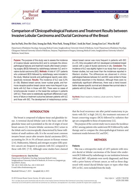 Pdf Comparison Of Clinicopathological Features And Treatment Results