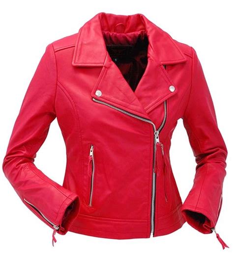 Womens Soft Red Lambskin Leather Motorcycle Jacket L6061r Leather
