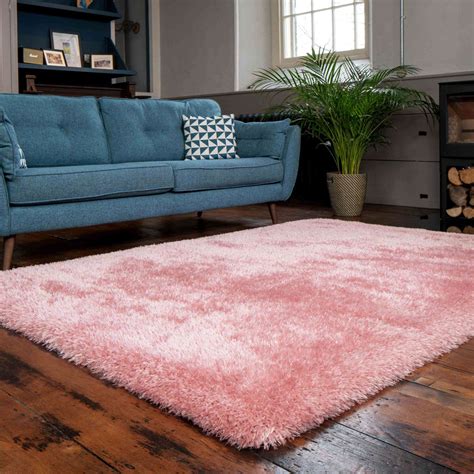 Deluxe Thick Soft Blush Pink Shaggy Bedroom Rug Whistler Kukoon