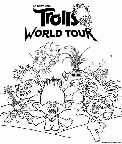 Trolls Coloring Tour Pages Printable Dreamworks