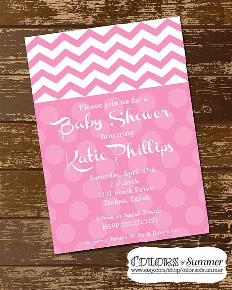 Pink Chevron Baby Shower Invitation Digital By Colorsofsummer 1200
