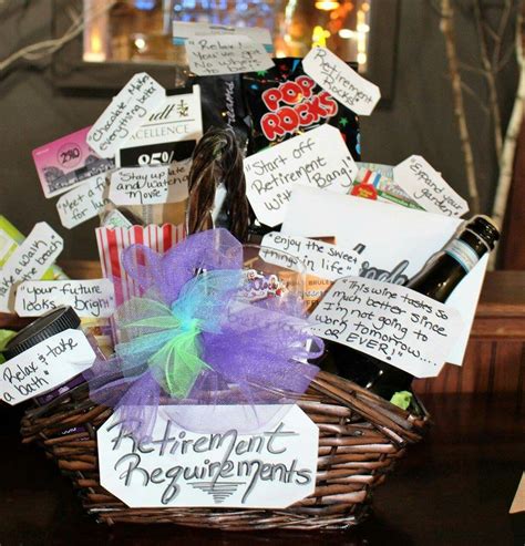 Retirement requirements basket | Retirement party gifts, Retirement gift basket, Retirement gifts