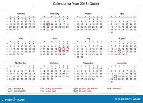 Calendar Of Year 2018 With Public Holidays And Bank Holidays For Stock