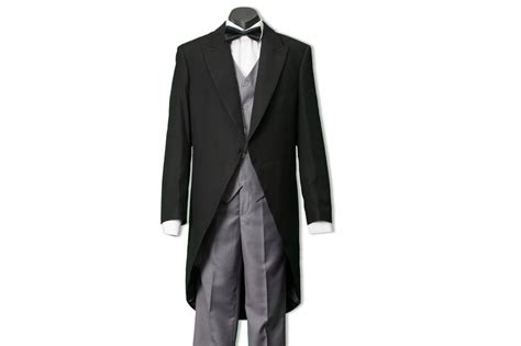 Varce Mens Peak Lapel Black Morning Suit Tailcoat With Trousers