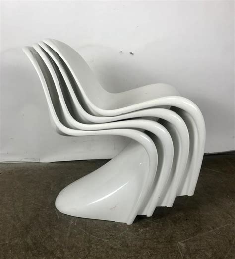White Molded Plastic S Chairs By Verner Panton For Vitra At 1stdibs