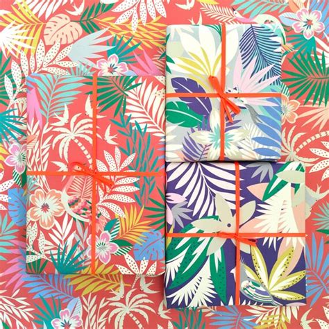 Set Of Tropical Print Wrapping Paper Birthday Wrapping Paper Etsy